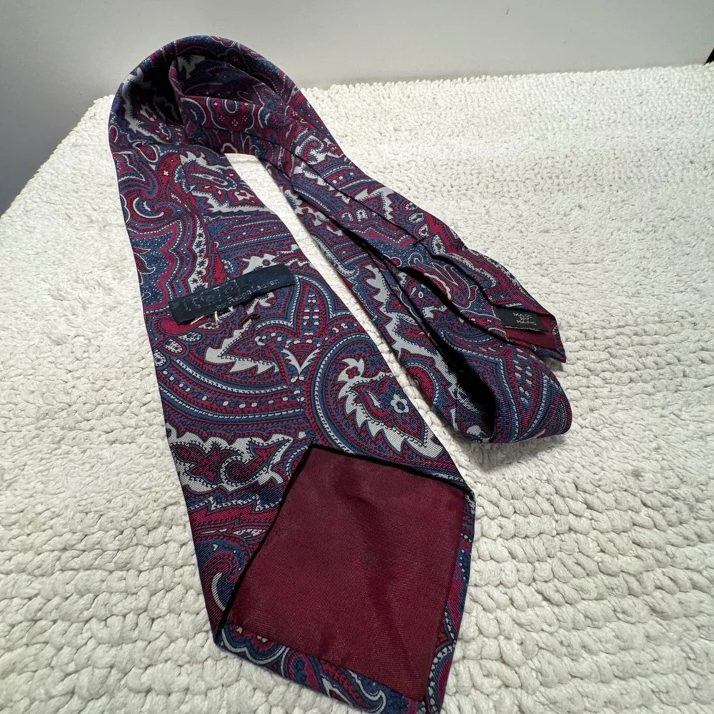 Vintage Polo Ralph Lauren Tie Burgundy Blue Paisley 100% Silk Heritage Classic